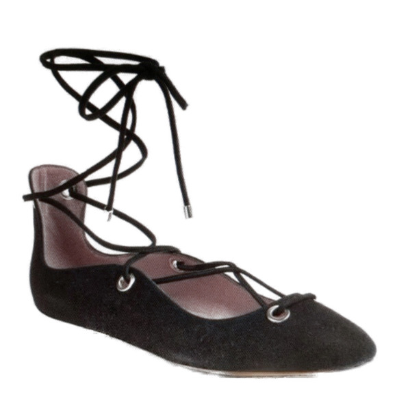 Halogen Shoes - Halogen Nella Ghillie Black Suede Flats